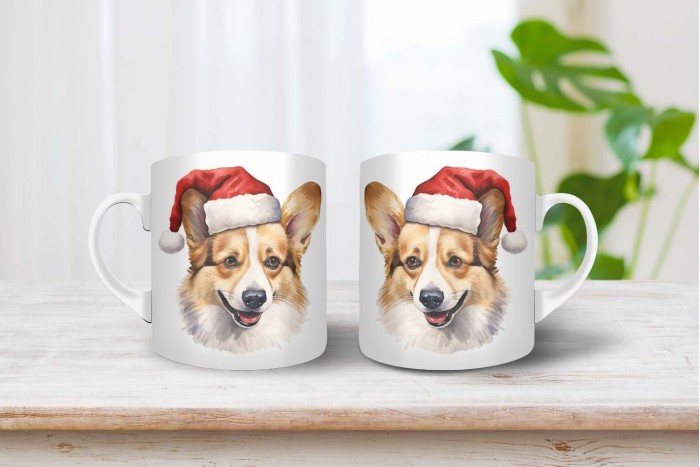 corgi mintás karácsonyi bögre 2