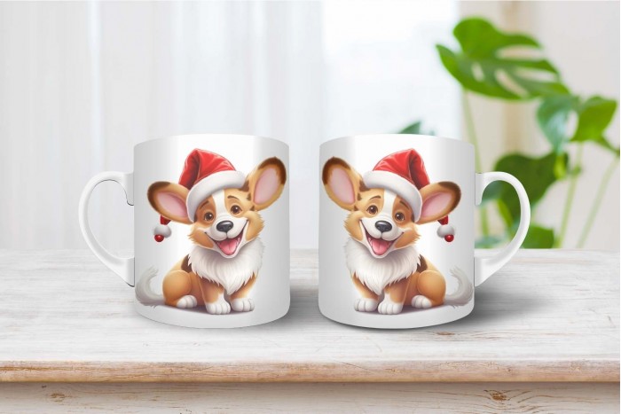 corgi mintás karácsonyi bögre 2