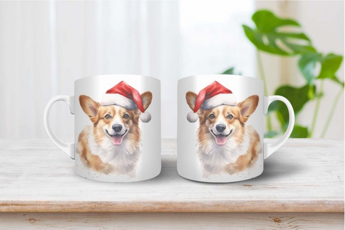 corgi mintás karácsonyi bögre 2