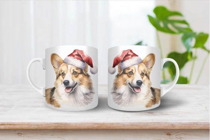 corgi mintás karácsonyi bögre 2