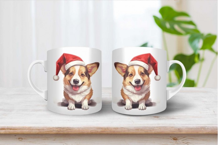 corgi mintás karácsonyi bögre 2