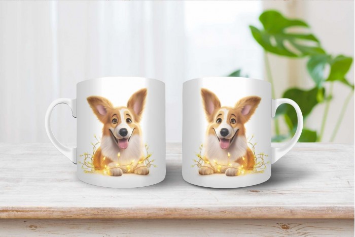 corgi mintás karácsonyi bögre 2