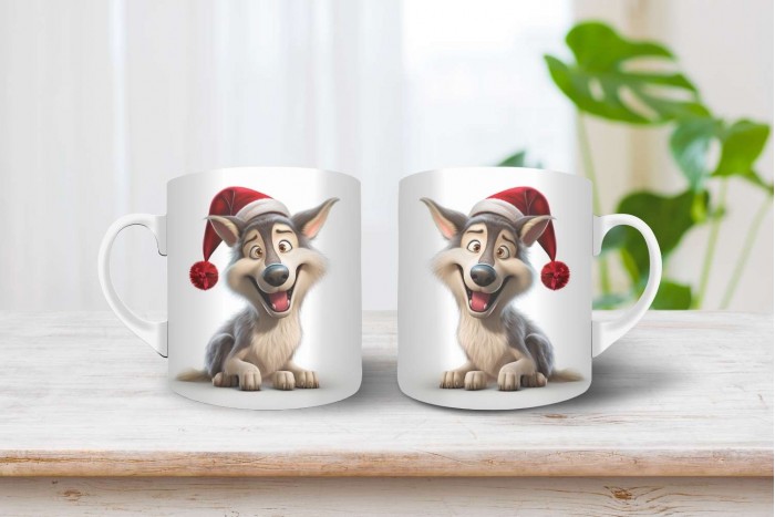 csehszlovák farkaskutya mintás karácsonyi bögre 2