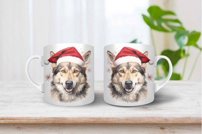 csehszlovák farkaskutya mintás karácsonyi bögre 2