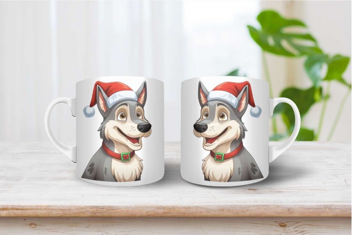 csehszlovák farkaskutya mintás karácsonyi bögre 2