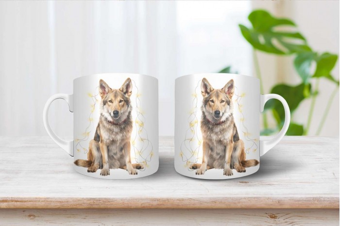 csehszlovák farkaskutya mintás karácsonyi bögre 2