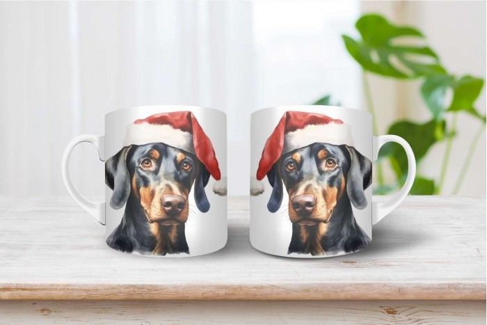 doberman mintás karácsonyi bögre 2