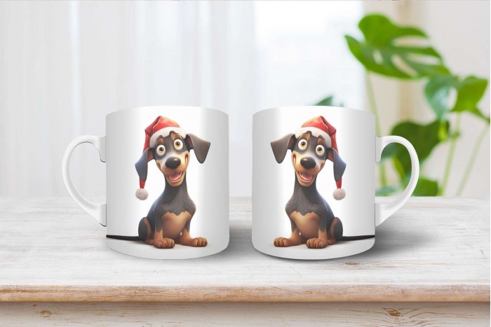 doberman mintás karácsonyi bögre 2