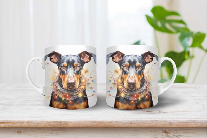 doberman mintás karácsonyi bögre 2