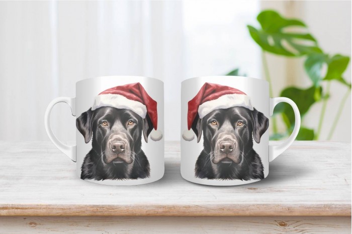 fekete labrador mintás karácsonyi bögre 2