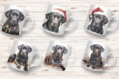 Fekete labrador retriever karácsonyi bögrék