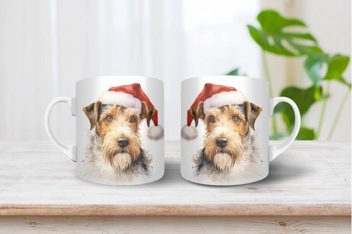 foxterrier mintás karácsonyi bögre 2