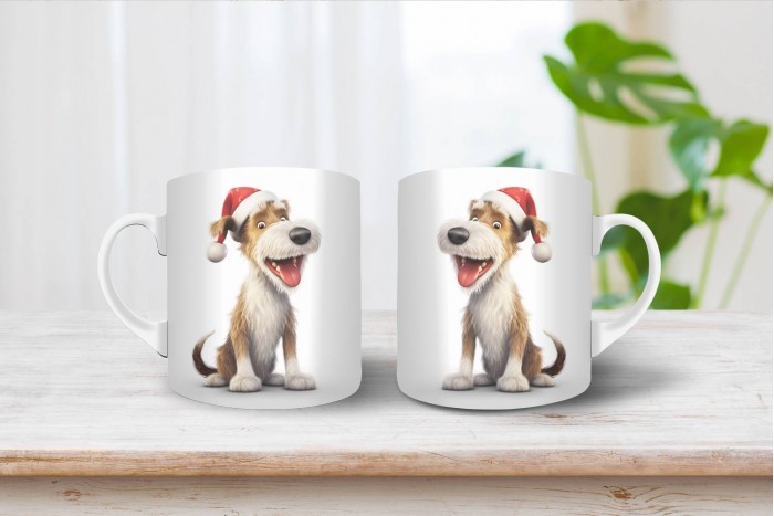 foxterrier mintás karácsonyi bögre 2