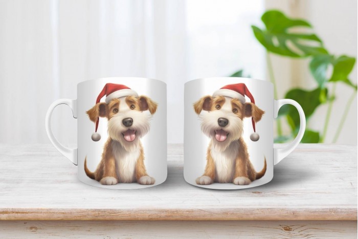 foxterrier mintás karácsonyi bögre 2