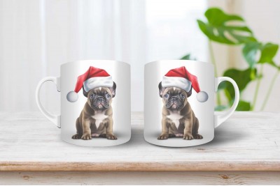 Francia bulldog mintás karácsonyi bögre