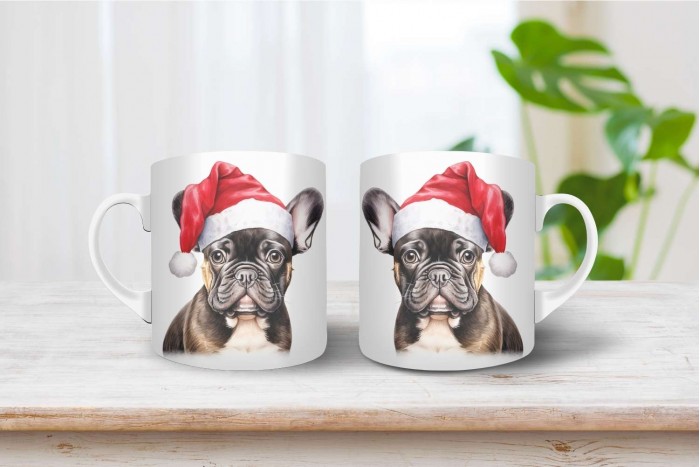 francia bulldog mintás karácsonyi bögre 2