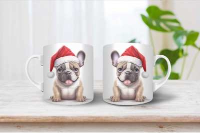 Francia bulldog mintás karácsonyi bögre