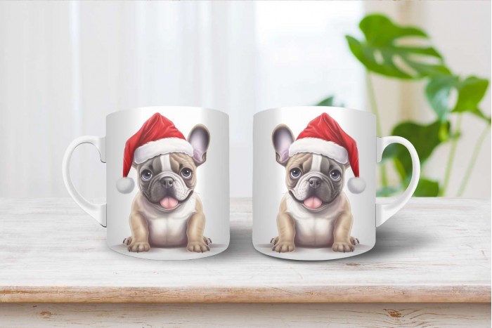 francia bulldog mintás karácsonyi bögre 2