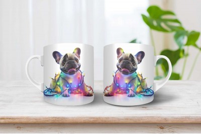 Francia bulldog mintás karácsonyi bögre