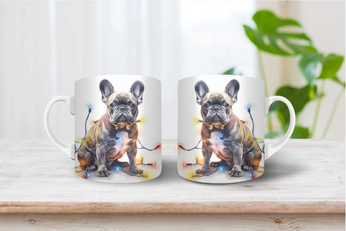 francia bulldog mintás karácsonyi bögre 2