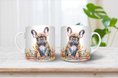 Francia bulldog mintás karácsonyi bögre