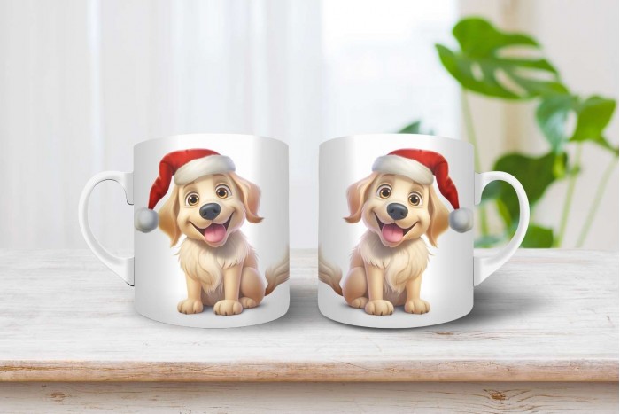 golden retriever mintás karácsonyi bögre 2