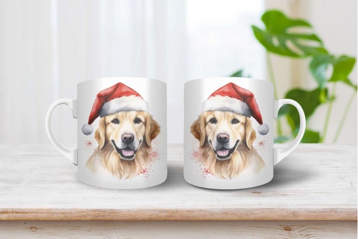golden retriever mintás karácsonyi bögre 2