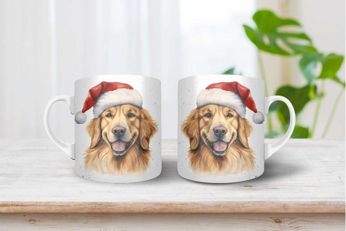 golden retriever mintás karácsonyi bögre 2