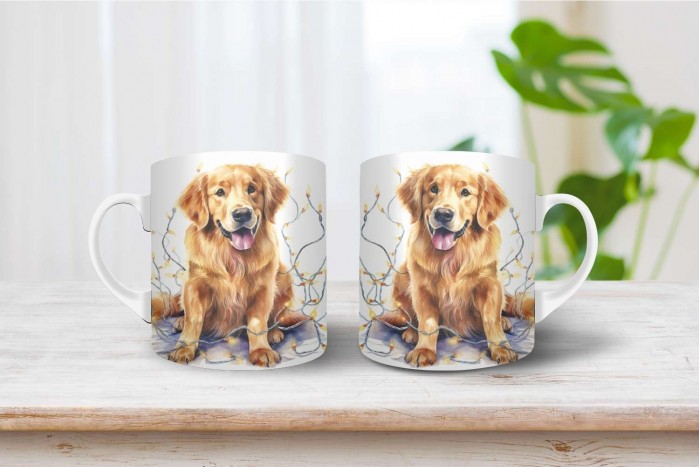 golden retriever mintás karácsonyi bögre 2