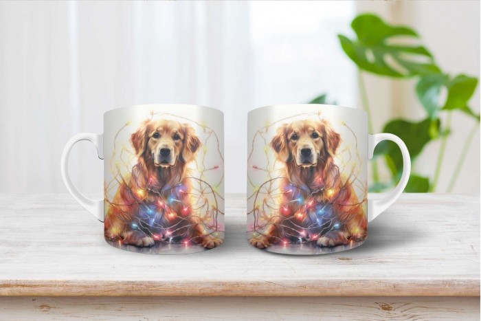 golden retriever mintás karácsonyi bögre 2