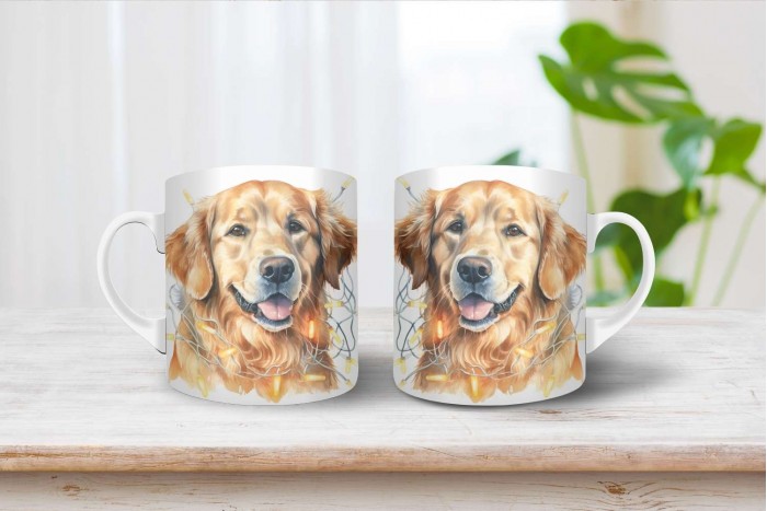golden retriever mintás karácsonyi bögre 2