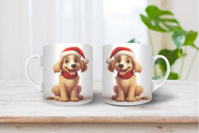 golden retriever mintás karácsonyi bögre 2