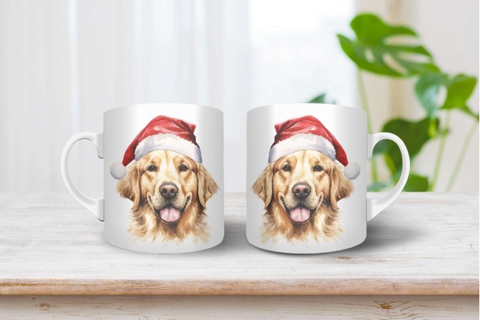 golden retriever mintás karácsonyi bögre 2