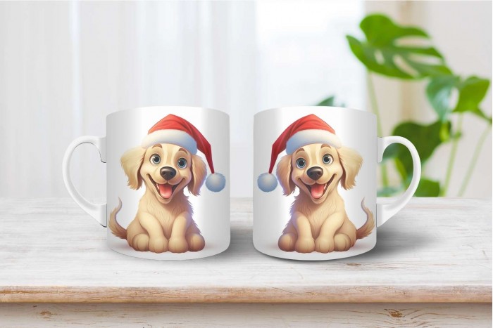 golden retriever mintás karácsonyi bögre 2