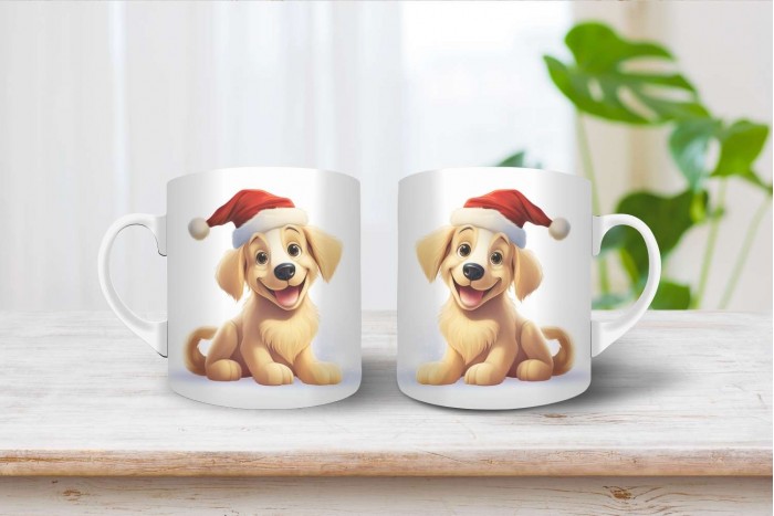 golden retriever mintás karácsonyi bögre 2