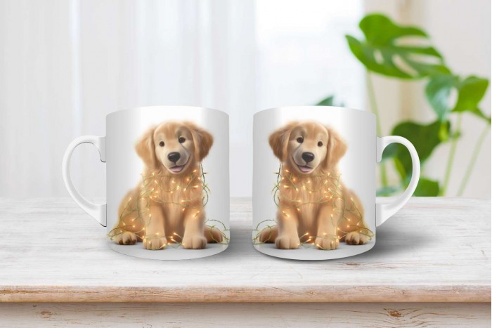 golden retriever mintás karácsonyi bögre 2