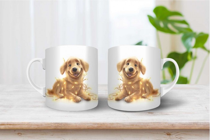 golden retriever mintás karácsonyi bögre 2