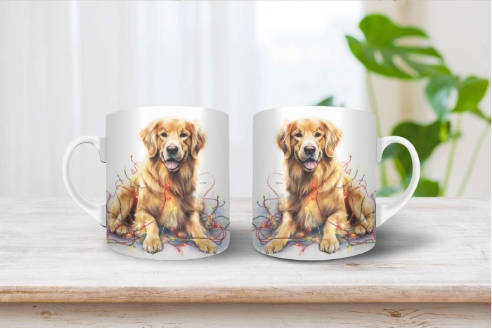 golden retriever mintás karácsonyi bögre 2