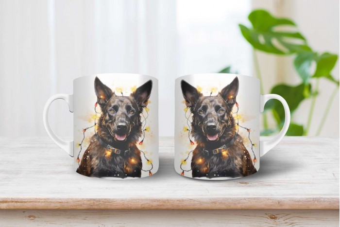 holland juhászkutya mintás karácsonyi bögre 2