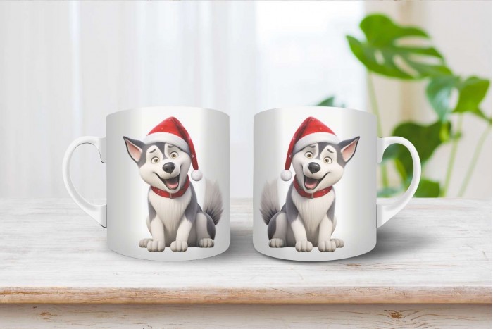 husky mintás karácsonyi bögre 2