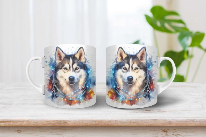 husky mintás karácsonyi bögre 2