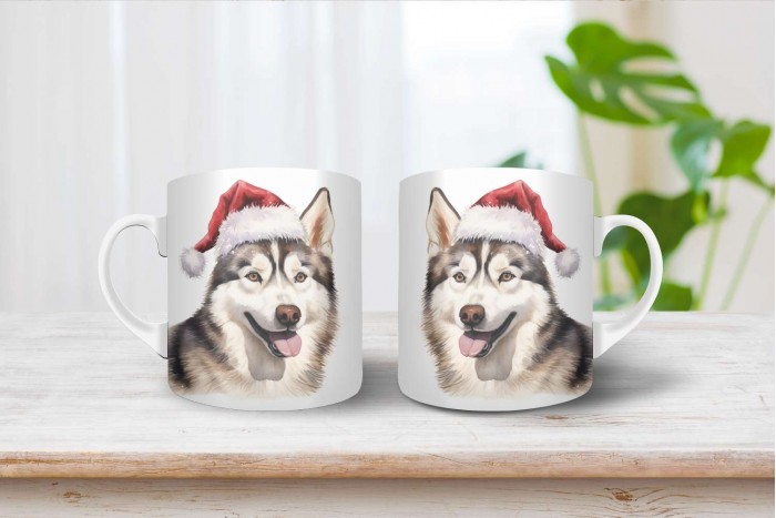 husky mintás karácsonyi bögre 2