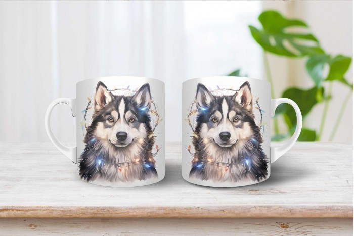 husky mintás karácsonyi bögre 2