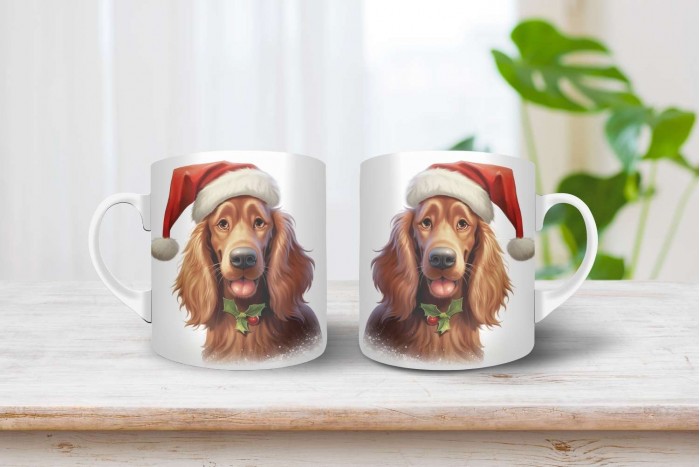 ír szetter mintás karácsonyi bögre 2