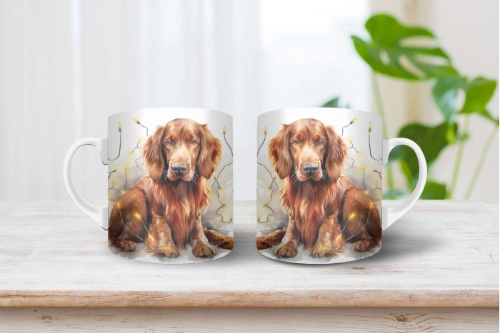 ír szetter mintás karácsonyi bögre 2