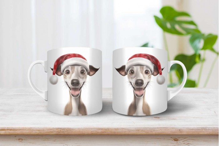 kis olasz agár mintás karácsonyi bögre 2