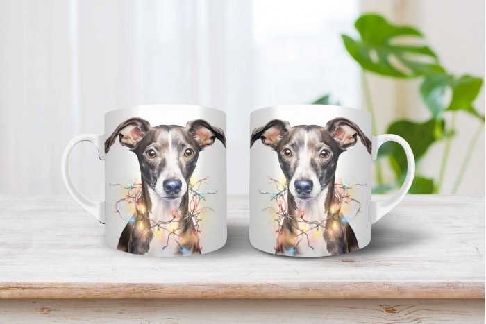 kis olasz agár mintás karácsonyi bögre 2