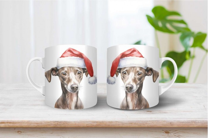 kis olasz agár mintás karácsonyi bögre 2