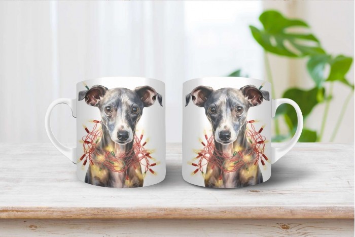 kis olasz agár mintás karácsonyi bögre 2