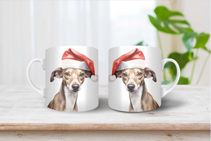 kis olasz agár mintás karácsonyi bögre 2